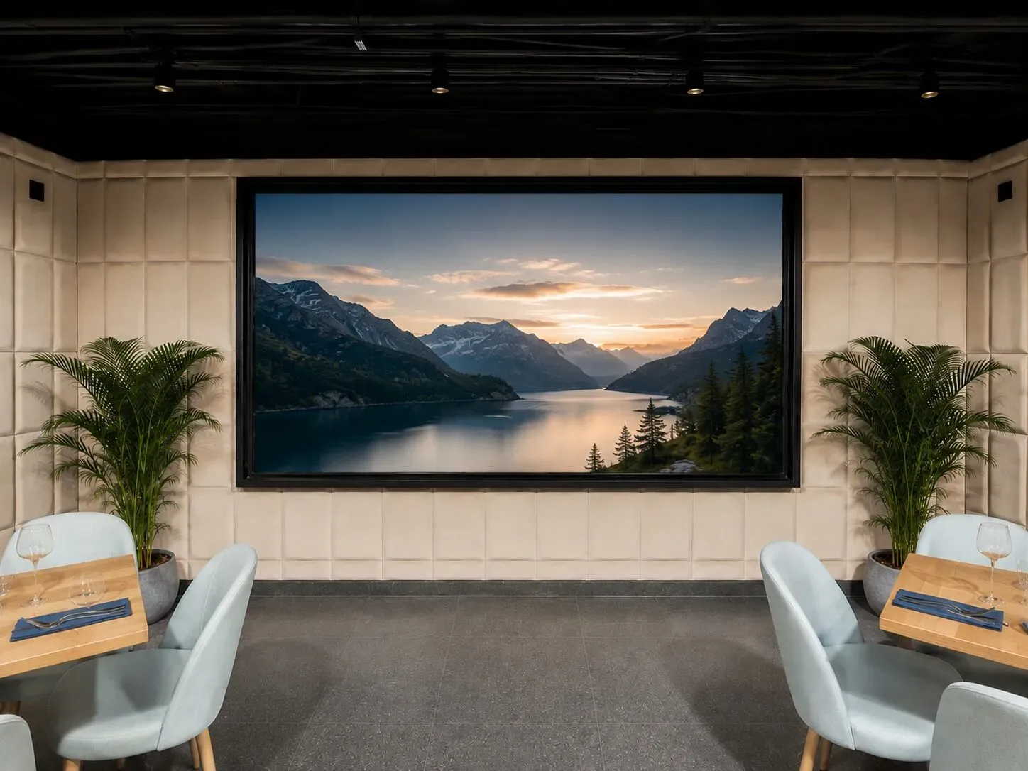 Mirror TV włączony, ekran 4K